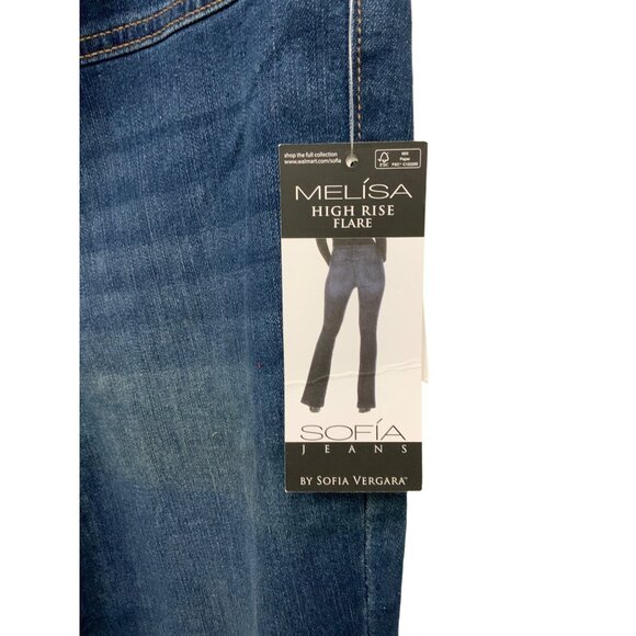 Sofia Vergara Melisa High-Rise Flare Jeans Dark Wash Denim Pants - Picture 2 of 3